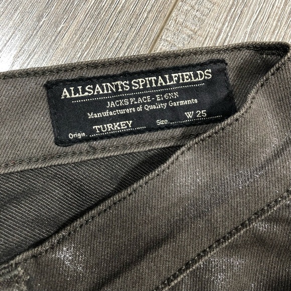 ALLSAINTS Coated Skinny Jean Ankle Zipper Size W25 - Picture 3 of 6